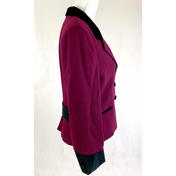 NWT JONES NEW YORK Velvet Trim Worsted Wool Blazer - Picture 2 of 4